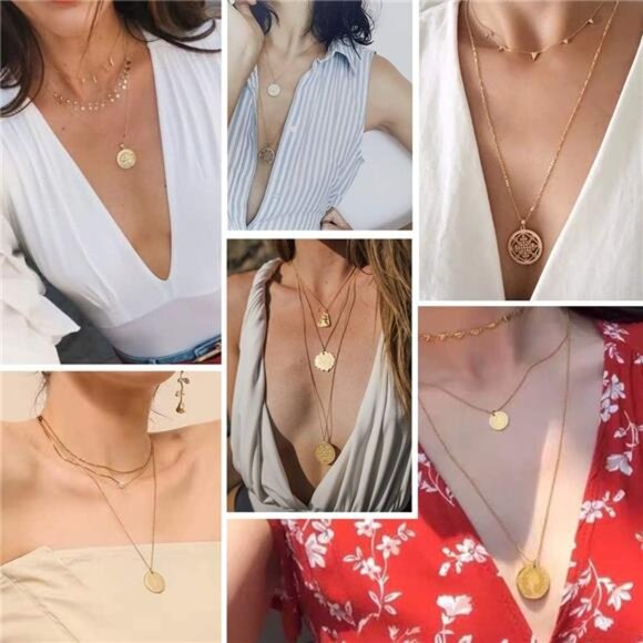 Gold ZodiacNecklace for Women Men,Constellation Coin Horoscope Astrology Pendant - Picture 6 of 7